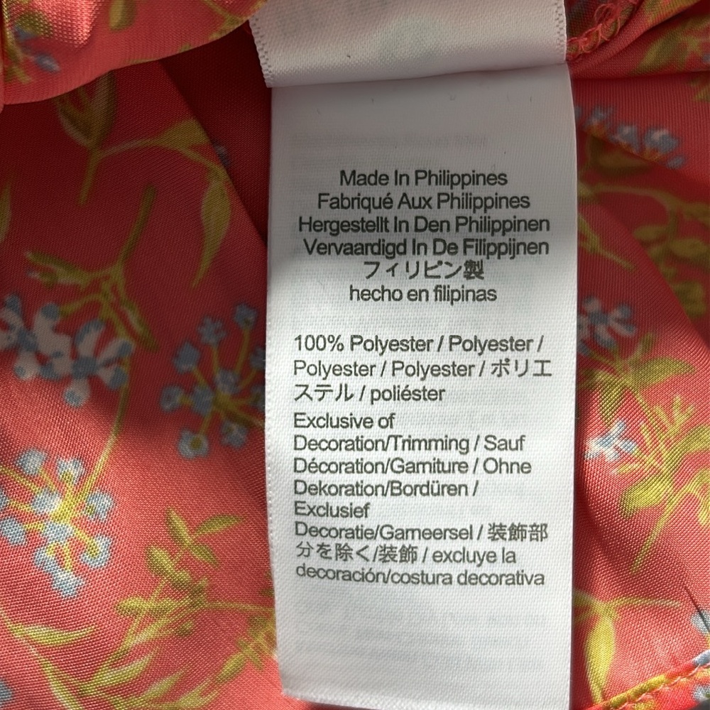 J. Crew Smocked Featherweight Satin Women’s Size L Coral Meadow Floral Tank Top - Picture 11 of 13